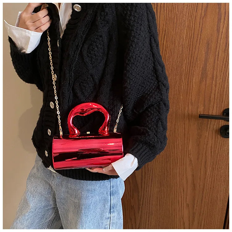 Women's Handbag Bags For Women 2025 Party Clutches Fashion Cylinder Mini Evening Purse Crossbody Shoulder Bag Gold Box Clutch