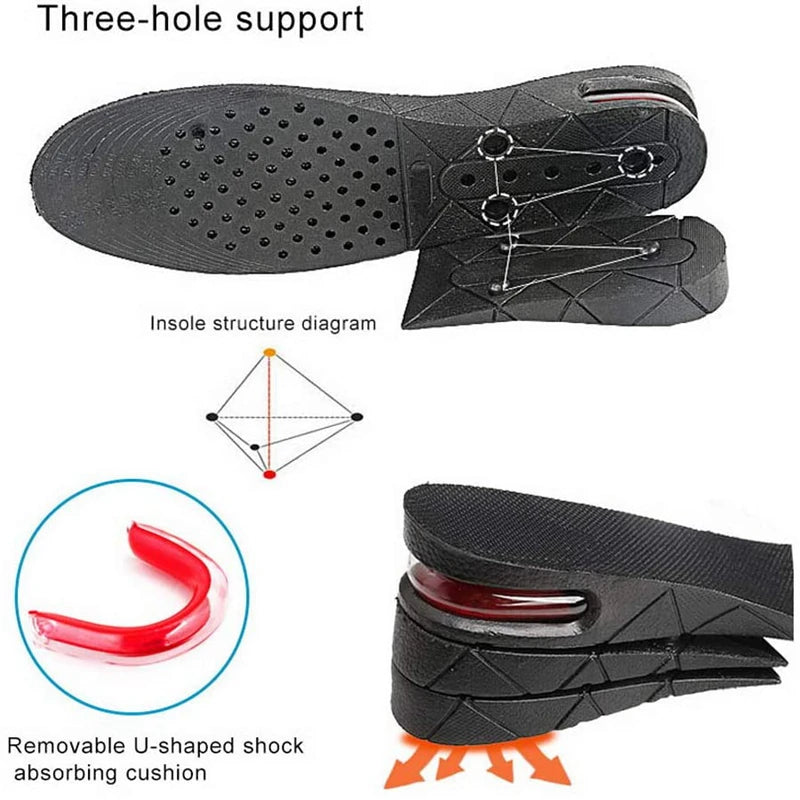 Height Increase Insoles Air Cushion Elevator Shoe Insole Lifts Kits Inserts for Men Women Taller Insoles 3-9cm Variable Height