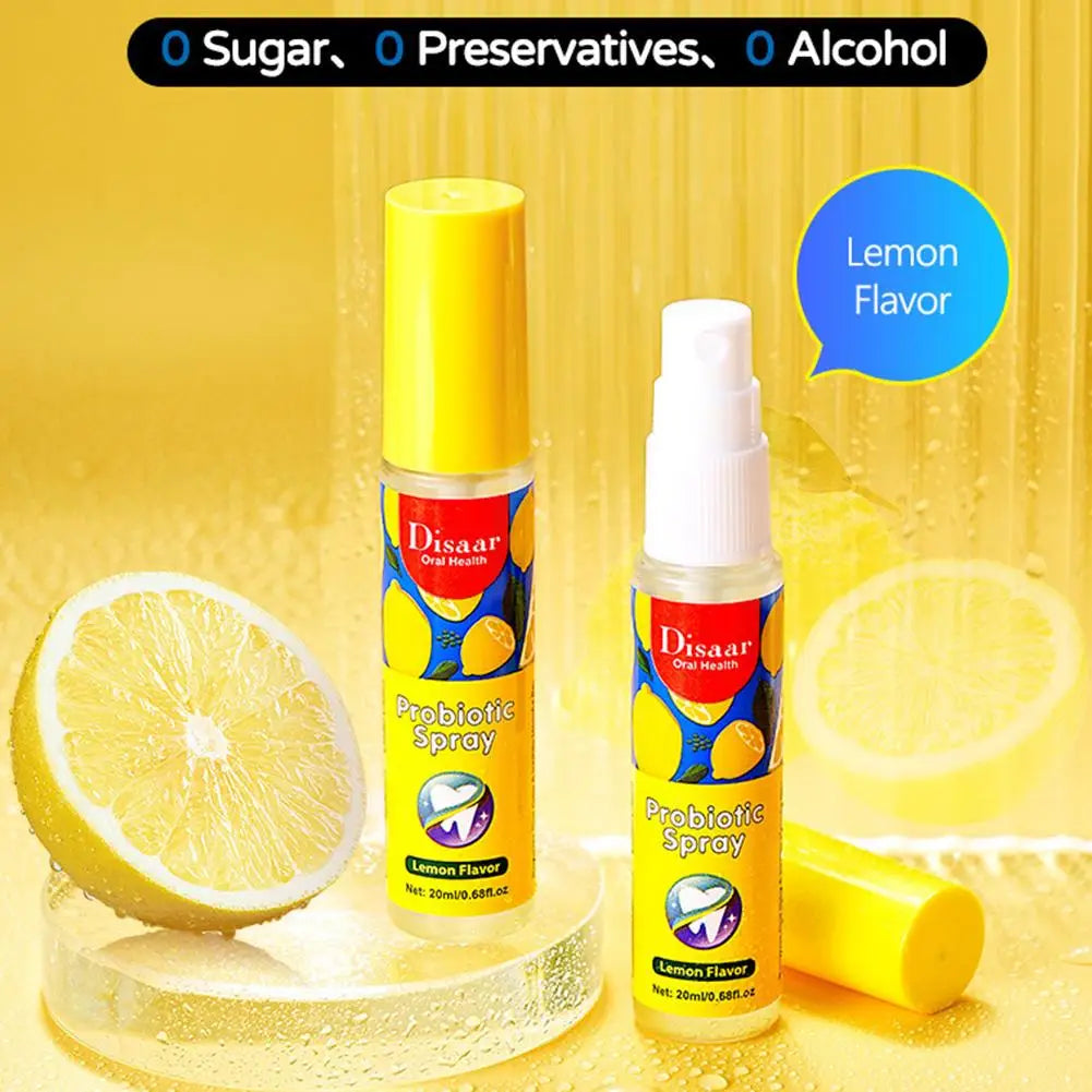 3pcs 20ML Breath Freshener Spray Lemon Grape Mint Flavor Artifact Female Male Portable Breath Kissing Mouth Spray Cleaning Spray