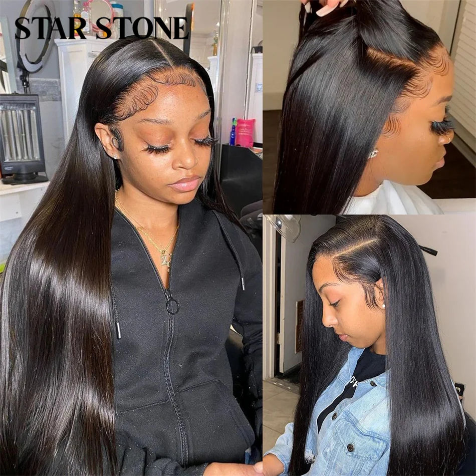 Full Lace Wig Human Hair Pre Plucked Straight 30 32 34Inch Black Peruvian Hair 360 Lace Frontal Wig Human Hair For Black Women