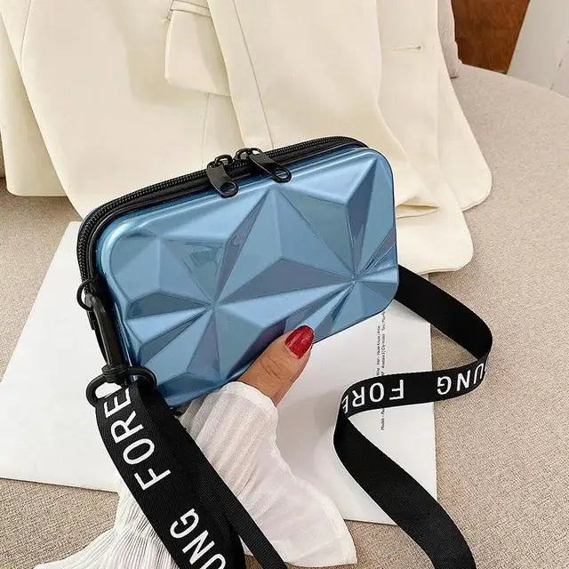 Women PVC Cosmetic Pouch Travel Suitcases Bag Shaped Wallet Handbag Makeup Storage Organizer Pouch Suitcase Shoulder Bag Clutch