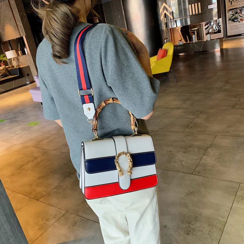 Fashion Colour Blocking Retro Ladies Handbag Temperament