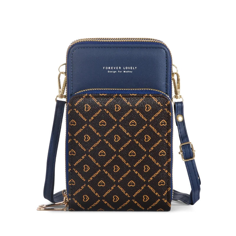 Elegant Touch Screen Crossbody Phone Bag - Chic Multi-Purpose Shoulder Wallet with Secure Zipper, Fashionable PU Material