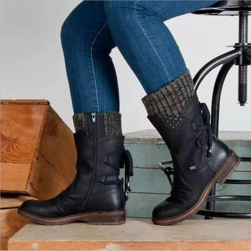 Thick Sole Wedge Heel Snow Boots 2022 New Black Fashion Warm Women's Boots Classic Winter Women's Boots Black Boots