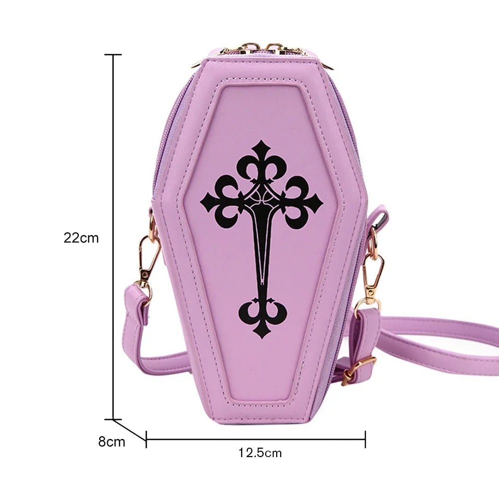 Women Fashion Shoulder Bag Large Capacity Coffin Shaped Casual Satchel Bag Adjustable Strap Spider Web PU Leather Chic Hobo Bag