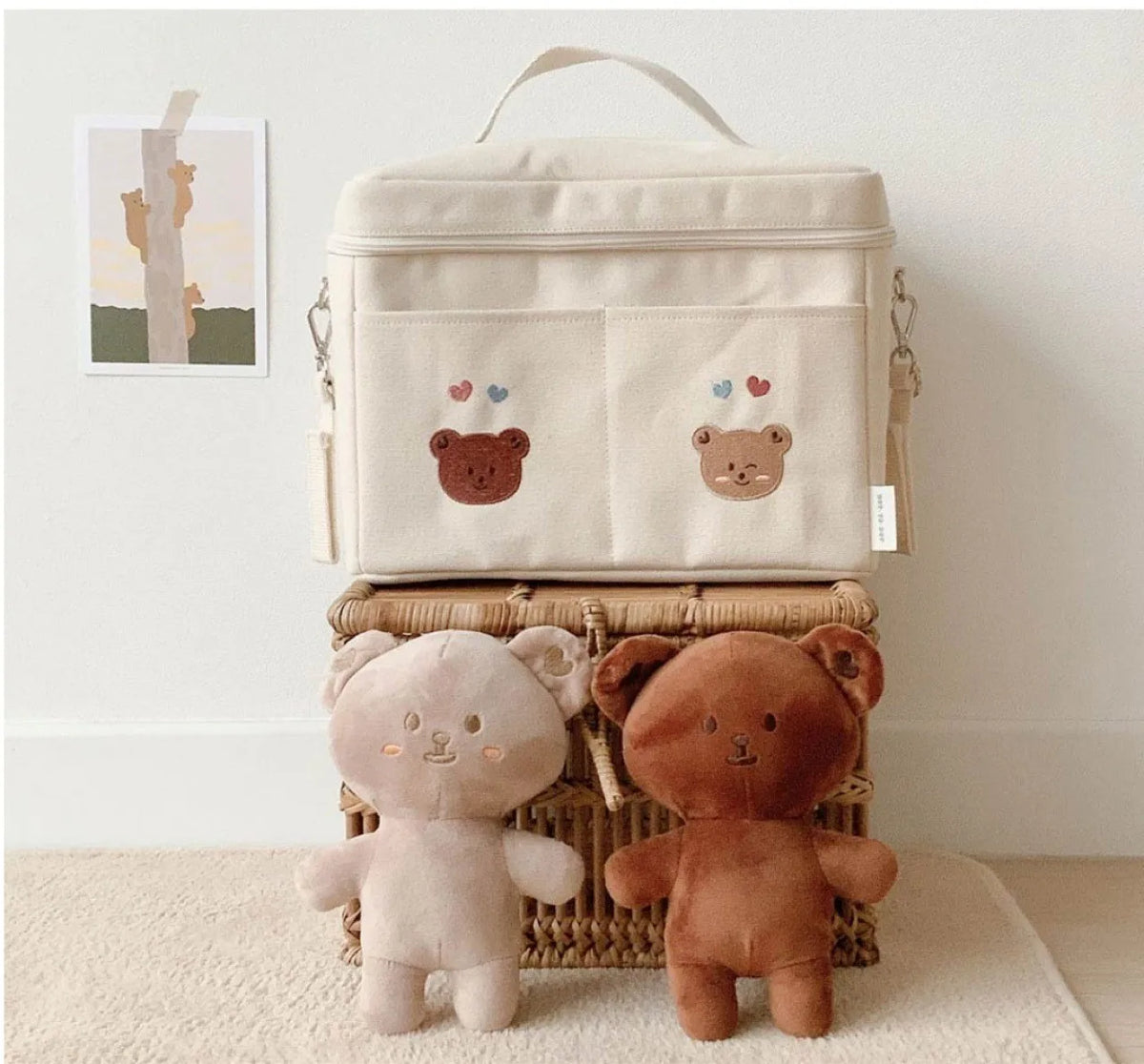 Baby stroller hanging bag multi-functional waterproof mother and baby bag stroller storage mommy outing bag portable milk sto...