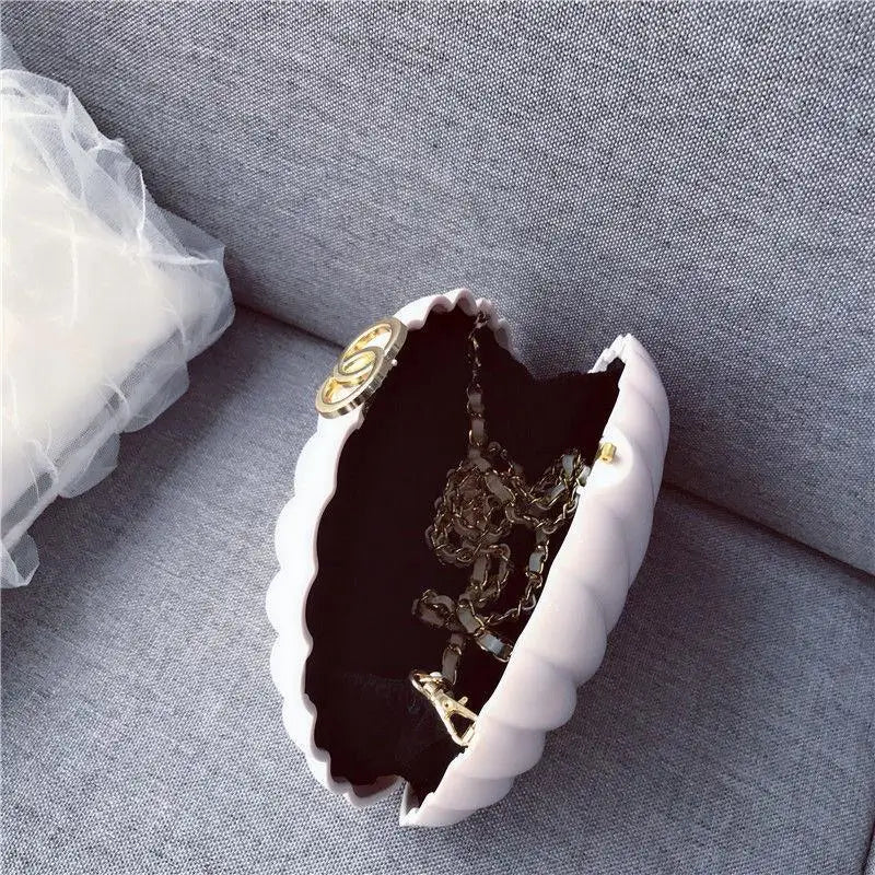 White Acrylic Seashell Shape Women's Handbags Party Fashion Chain Wedding Evening Bag Lady Purses Shell Shoulder Crossbody bag