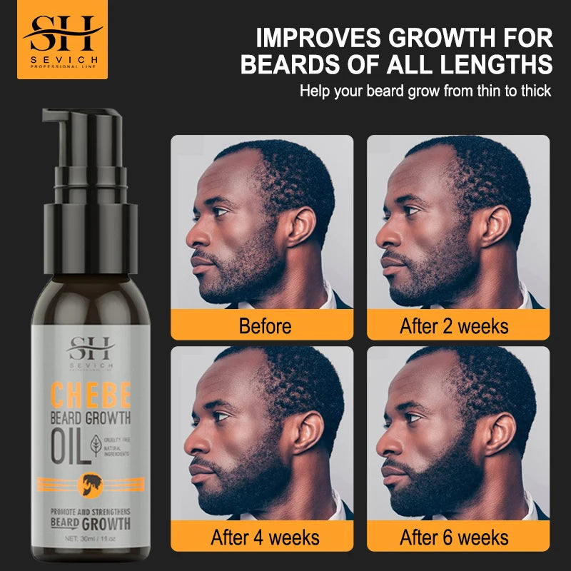 Natural Chebe Men Beard Growth Oil Fast Effective Beard Growth Essential Hair Loss Treatment Product Sevich Beard Care Serum