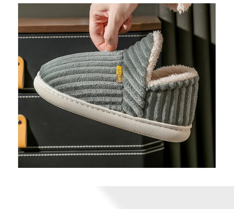 Bebealy New Fur Man Slippers For Women Winter Fluffy Plush Home Cotton Slippers Female Indoor Outdoor Fuzzy Cozy Cotton Shoes