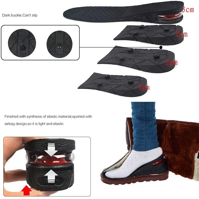 Height Increase Insoles Air Cushion Elevator Shoe Insole Lifts Kits Inserts for Men Women Taller Insoles 3-9cm Variable Height