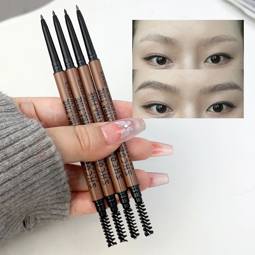 Ultra-fine Head Eyebrow Pencil Dark Brown Natural Wild Eyebrows Eyeliner Pen Waterproof Lasting Quick-drying Brows Makeup Tools