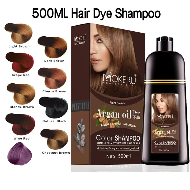 Argan Oil Essence Hair Dye Shampoo Natural Hair Color Shampoo Mild And Non Irritating Long Lasting 500ml