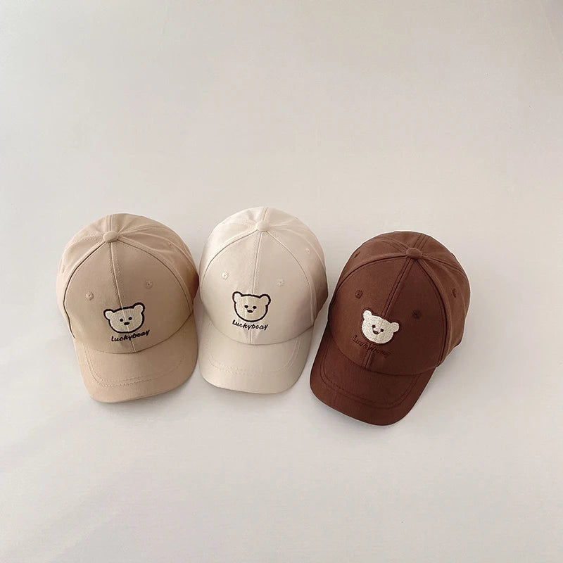 New Summer Adjustable Baby Baseball Cap Toddler Cartoon Bear Embroidery Cute Hats For Kids Girl Boy Soft Cotton Bonnet Sun Hat