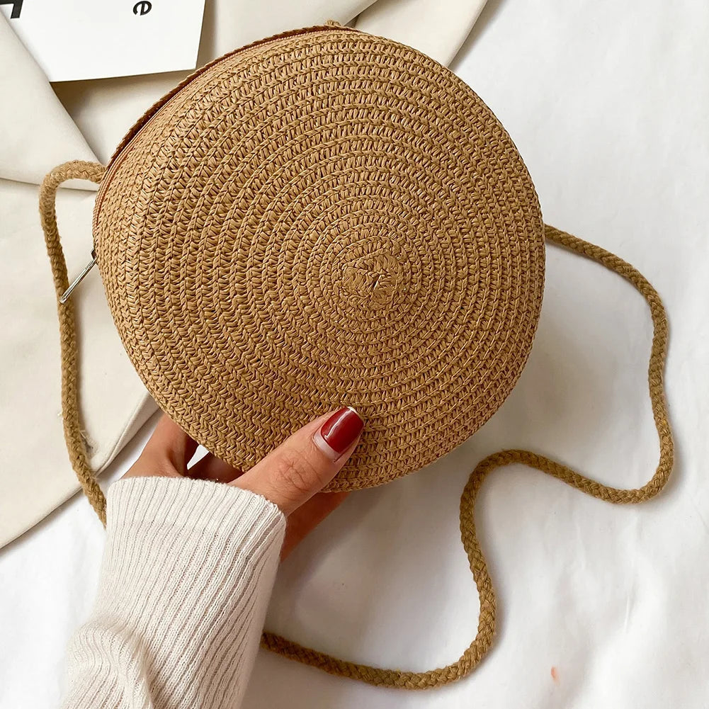 Rattan Woven Women Straw Bag Adjustable Shoulder Bag Handbag Knit Flower Summer Beach Woman Shoulder Messenger Khaki Beige Bags