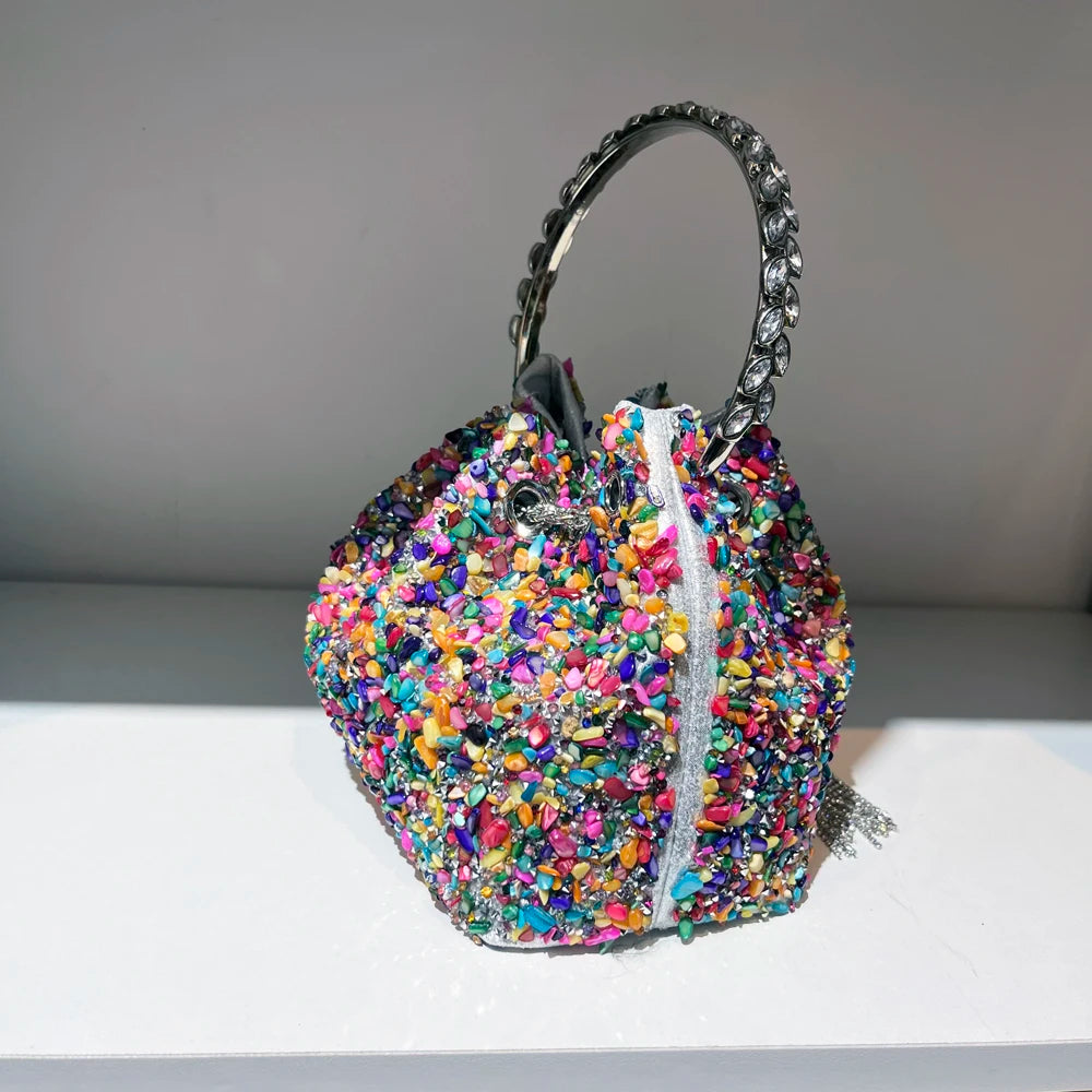 Handle Rhinestones Evening clutch Bag Purses and handbag luxury Designer shoulder bag Shiny Crystal Clutch purse bucket bag