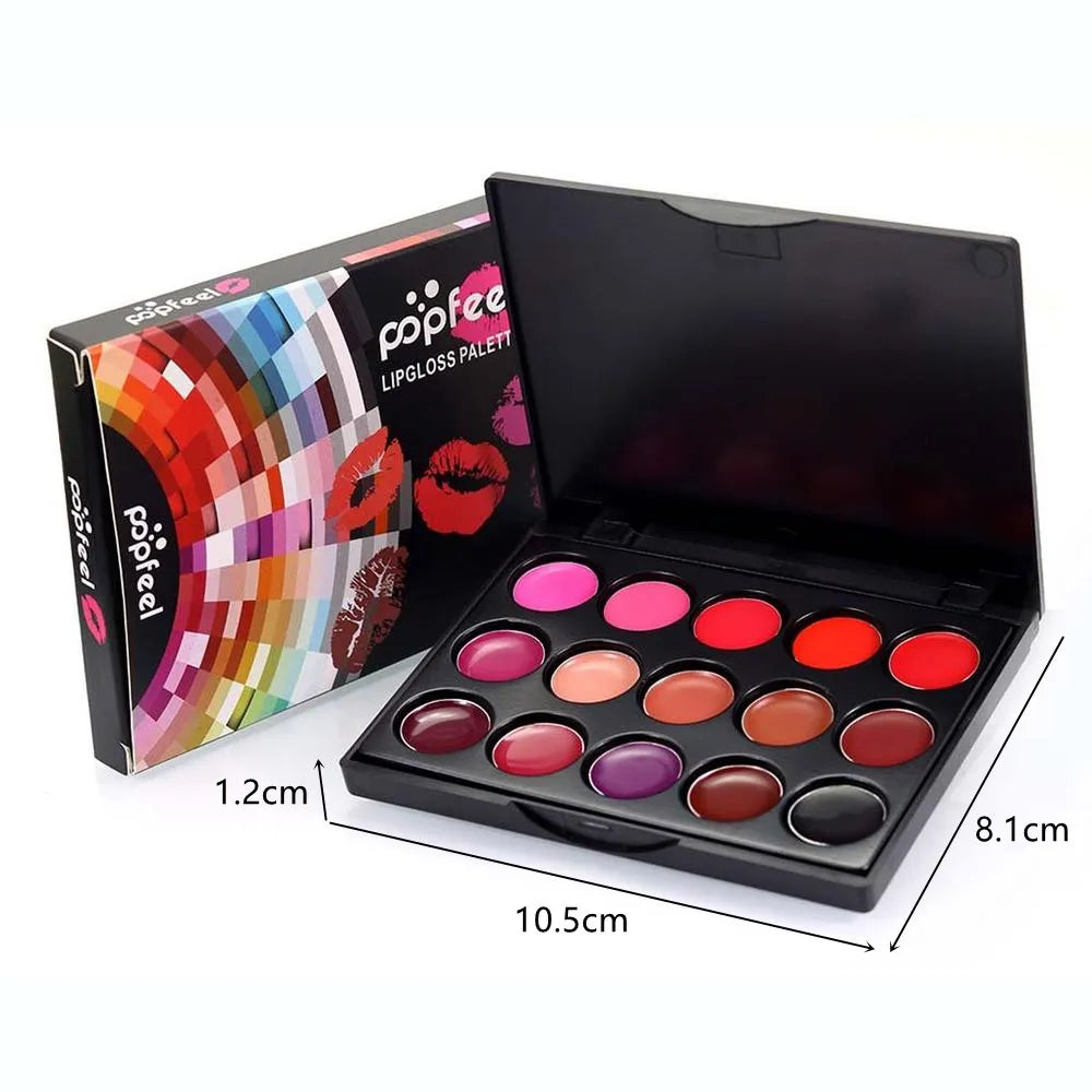 Lip Gloss Palette Moisturizing Long Lasting Matte 15 Colors/Set