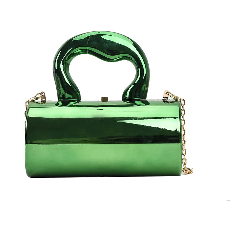 Women's Handbag Bags For Women 2025 Party Clutches Fashion Cylinder Mini Evening Purse Crossbody Shoulder Bag Gold Box Clutch