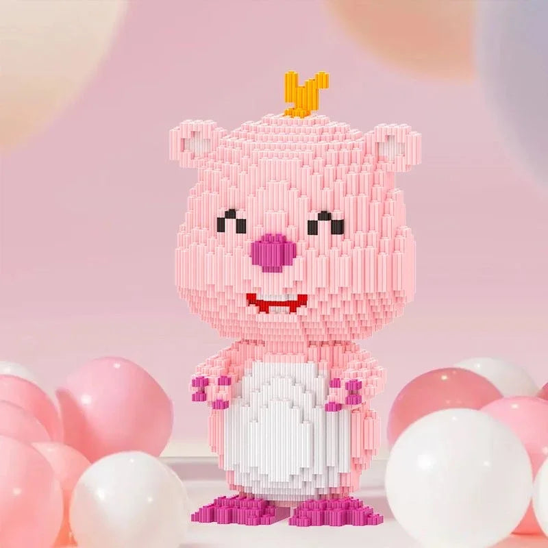 32cm Cute Cartoon Pink Little Beaver Loopy Delicacy Puzzle Three-dimensional Assembly Building Blocks Toy Doll Children's Gift