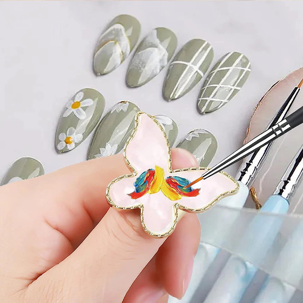 Nail Palette, Resin Nail Art Finger Ring Plate Gel Polish Cream Holder Mixing Color Palette