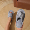 Fashion Corduroy Cross Band Home Slippers Women Autumn Winter Warm Plush Slides Woman Indoor Bedroom Soft Sole Cotton Slippers