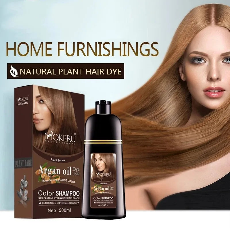 Argan Oil Essence Hair Dye Shampoo Natural Hair Color Shampoo Mild And Non Irritating Long Lasting 500ml