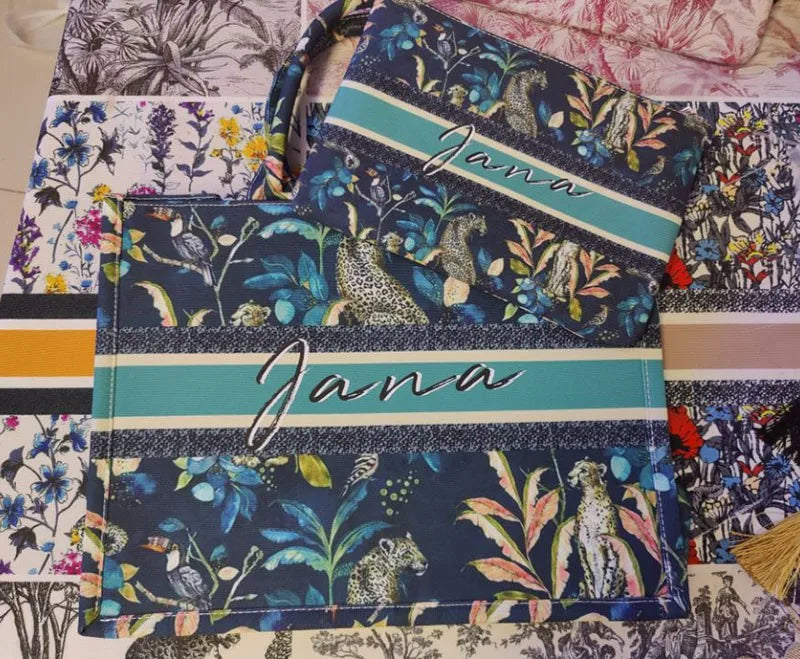 Spring Summer WOMAN BAG Fashion Designer Party Clutch Personalized Custom Print Name Letter Beach Bag Travel Cosmetic Bag