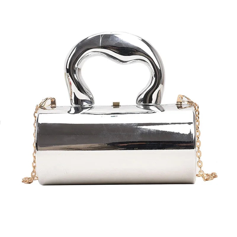 Women's Handbag Bags For Women 2025 Party Clutches Fashion Cylinder Mini Evening Purse Crossbody Shoulder Bag Gold Box Clutch