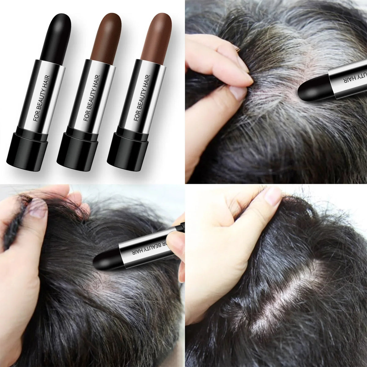 Black Brown Hair Dye Pen One-time Temporary Hair Dyeing Stick Cover Grey White Hair Fill in Hairs Coloring Styling Makeup Tools