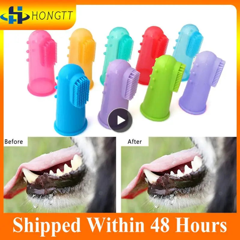 Soft Silicone Pet Dog Finger Toothbrush Pet Teeth Oral Cleaning Brush Pet Bad Breath Tartar Teeth Care Tool Dog Cat Accessories