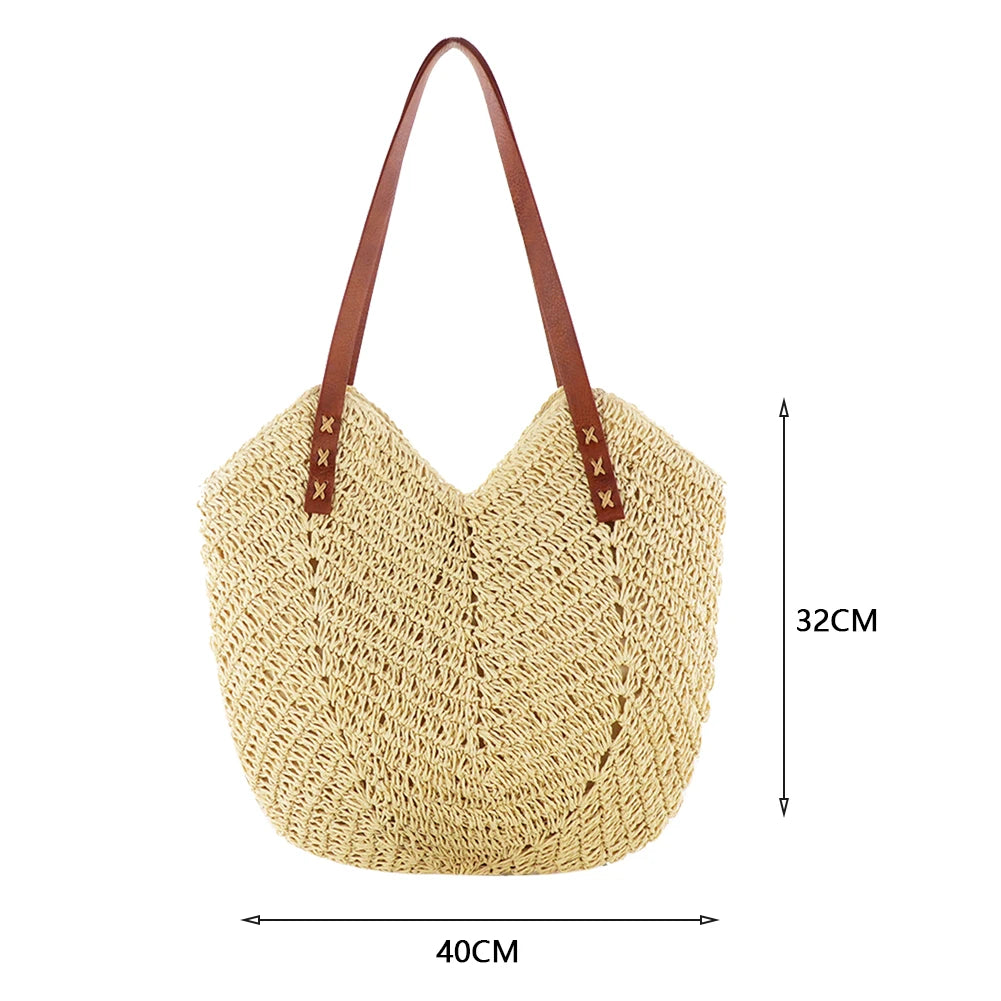 Rattan Woven Women Straw Bag Adjustable Shoulder Bag Handbag Knit Flower Summer Beach Woman Shoulder Messenger Khaki Beige Bags