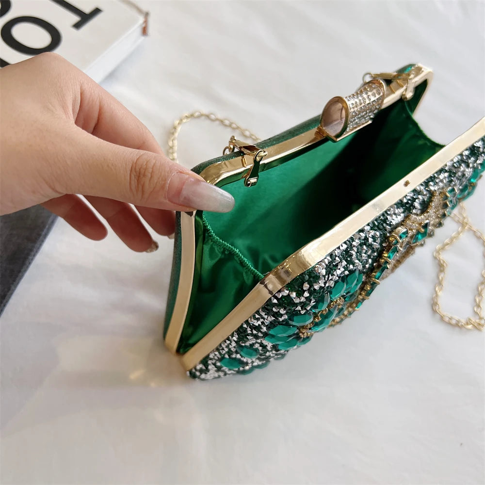 Luxury Sparking Rhinestone Evening Clutch Bags For Women Wedding Prom Dinner Party Gemstone Crossbody Bag 2024 Designer Handbags