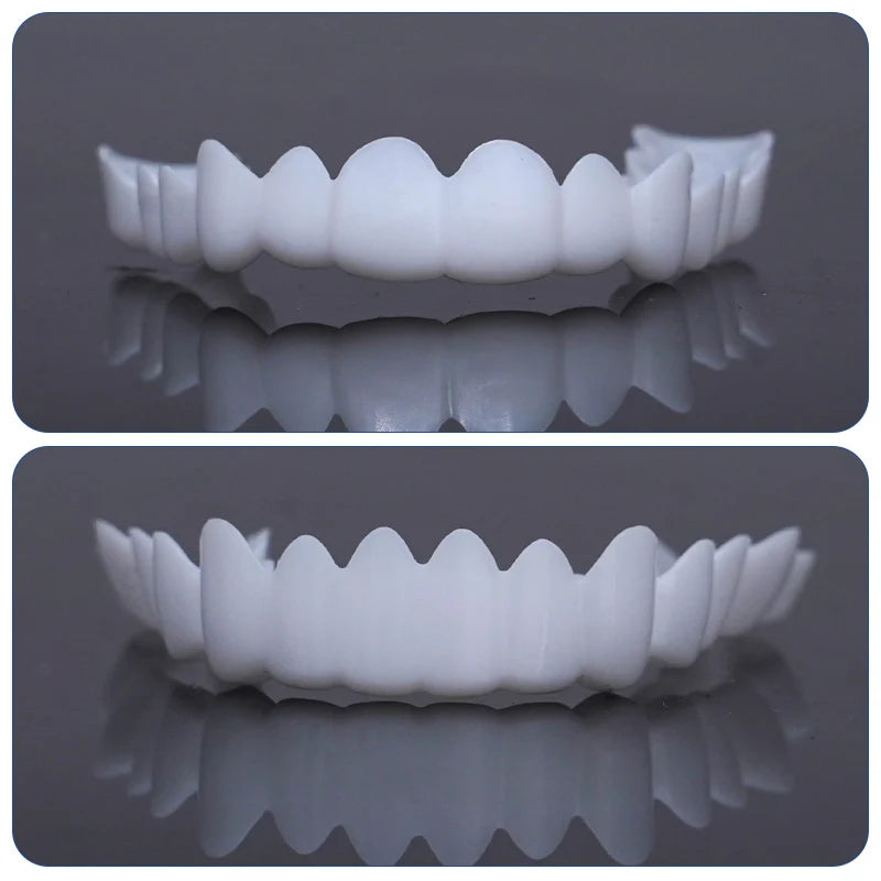 Dental Perfect Fit Teeth Whitening Fake Tooth Cover Adjustable Temporary Resin False Braces Snap On Smile Veneers Prostheses Box