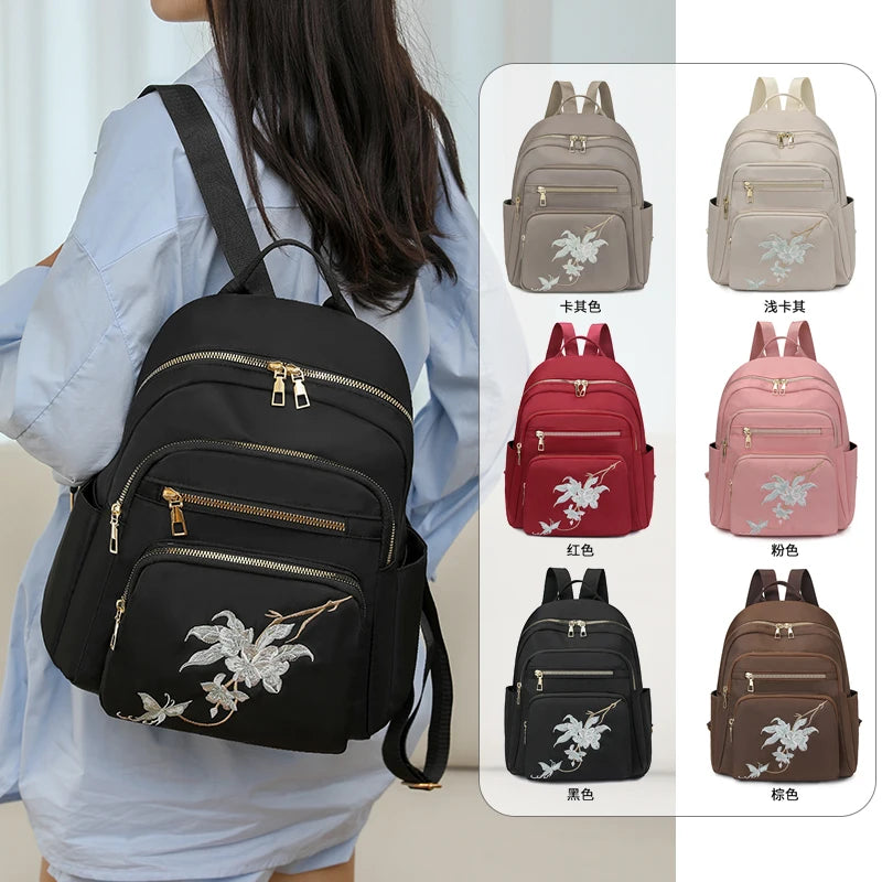 Solid String Fashion Backpacks High Capacity Nylon 2024 Hot Sale Versatile Embroidery Women's Bags Mochila Mujer Mochila