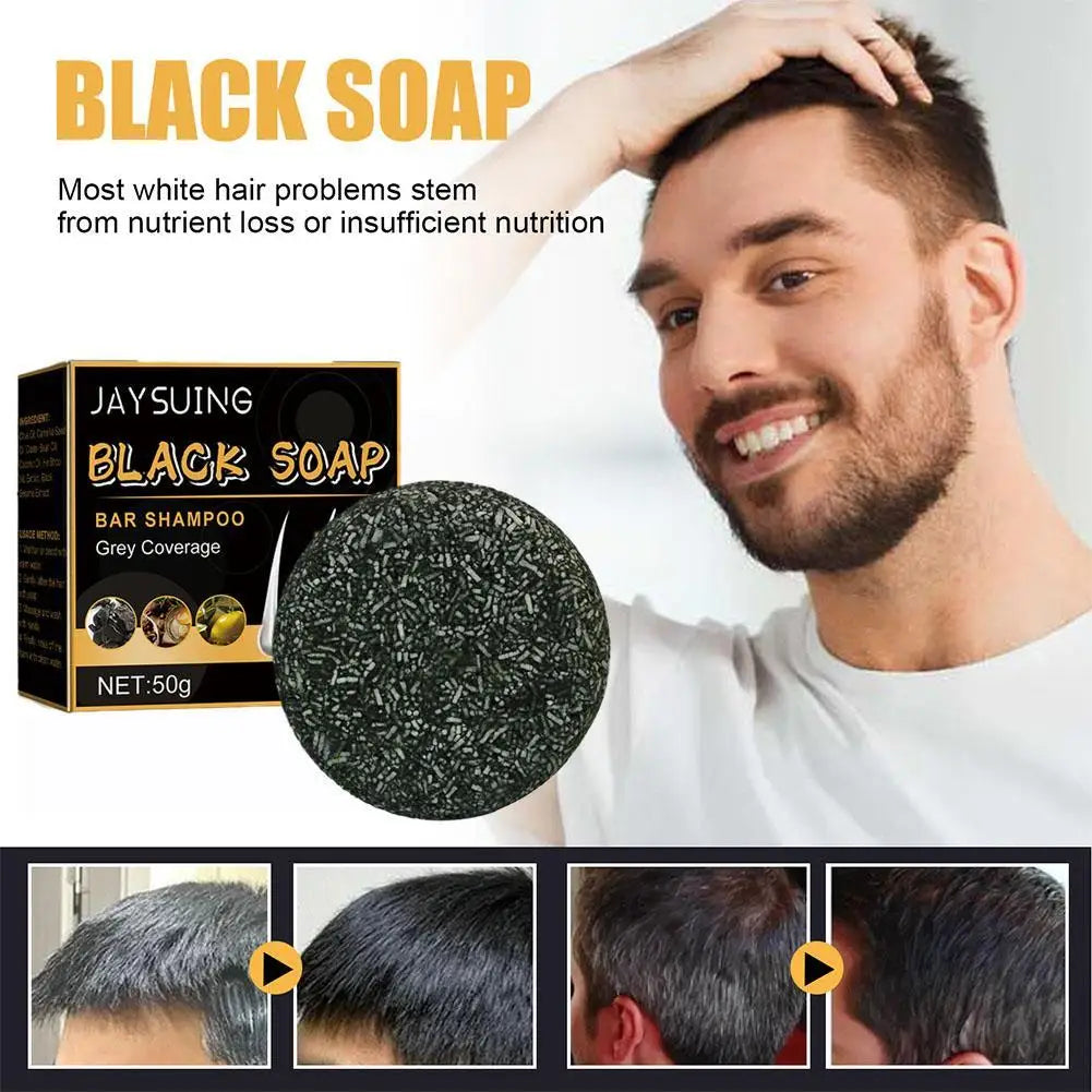 Natural Organic Shampoo Soap Hair Dye Darkening Repair Gray White hair