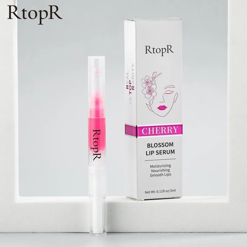 RtopR Cherry Blossom Lip Serum Mask Dry Crack Peeling Repair Reduce Lip Fine Lines Essence Moisturizing Beauty Care 3ml