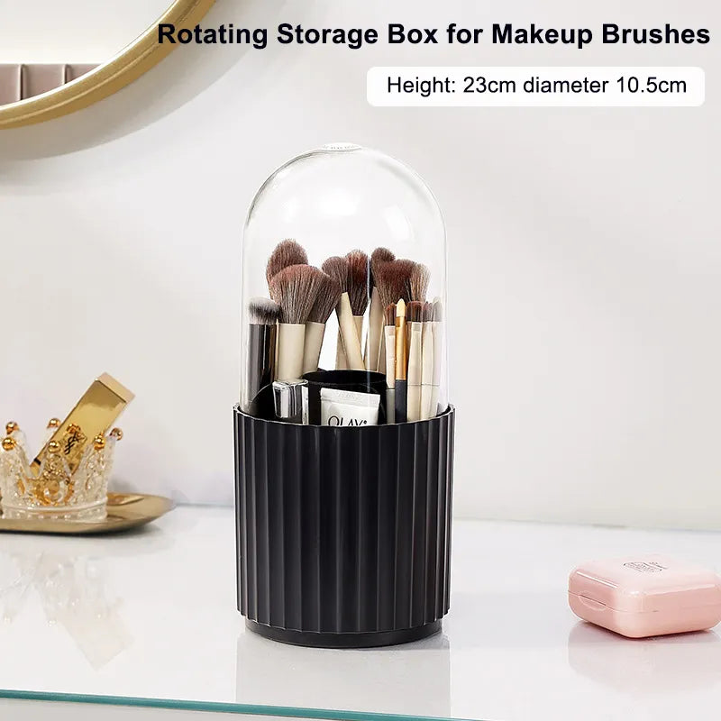 Makeup Brush Organizer with Lid 360 Rotating