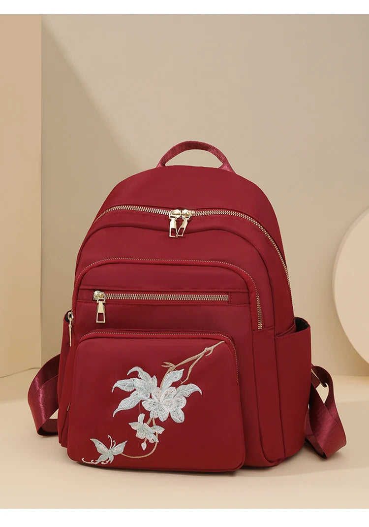 Solid String Fashion Backpacks High Capacity Nylon 2024 Hot Sale Versatile Embroidery Women's Bags Mochila Mujer Mochila