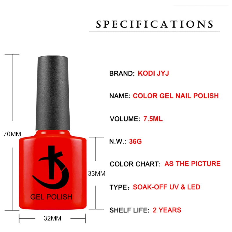 KODI JYJ Latest 7.5ml Gel Nail Polish Manicure Semi-permanent Varnish Hot Sale Nude Colors UV LED Permanent Enamels Neon Gellac