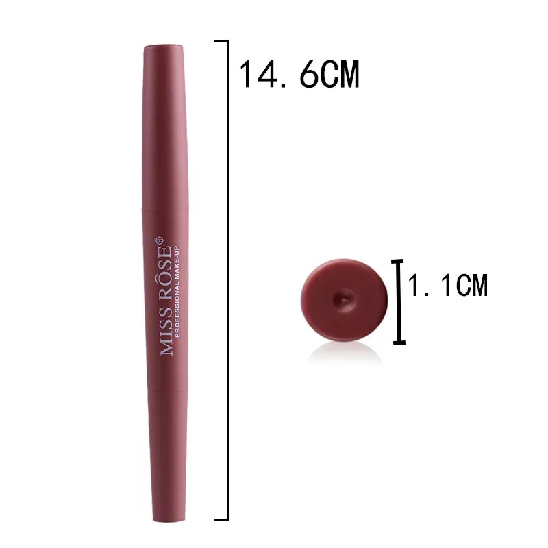 MISS ROSE 1pc Multifunctional Matte Lipstick = Lipstick Pen + Lip Line Pen Sexy Long Lasting Velvet Matte Lip Gloss Maquillaje