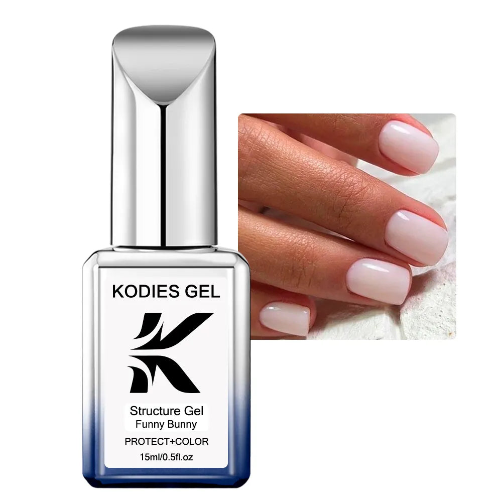 KODIES GEL Structure Gel Funny Bunny Rubber Base Gel Nail Polish 15ML Semi Permanent UV Soak Off Milky White Gellak for Manicure