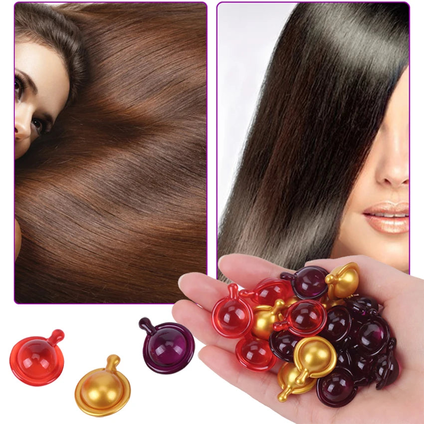 10PCS Hair Vitamin Capsule Keratin Oil Smooth Silky Hair Repair Damaged Hair Essential Oil Capsule Hair Care Serum