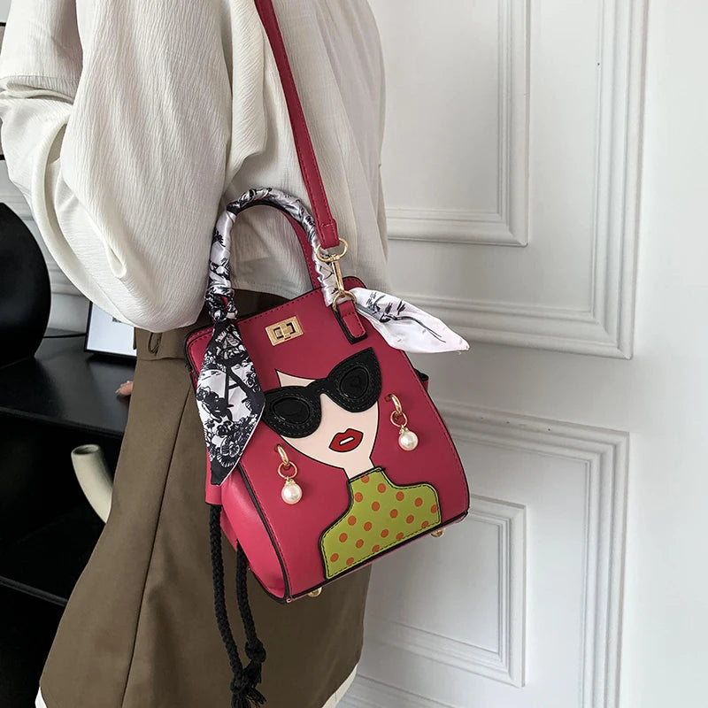 2023 Luxury Brand Hand Bags for Women High Quality PU Shoulder Bag Fashion Glasses Beauty Crossbody Bag Cute Purses and Handbags