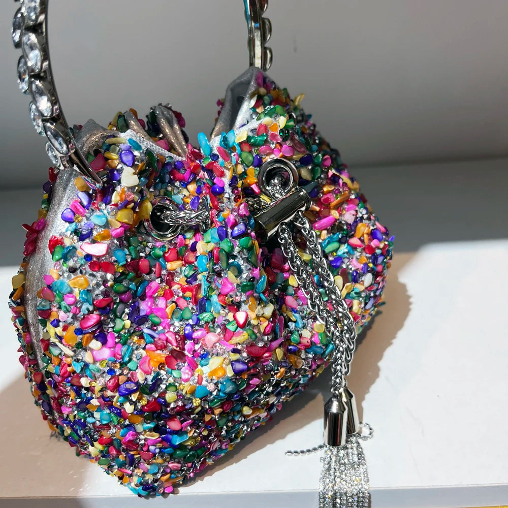 Handle Rhinestones Evening clutch Bag Purses and handbag luxury Designer shoulder bag Shiny Crystal Clutch purse bucket bag