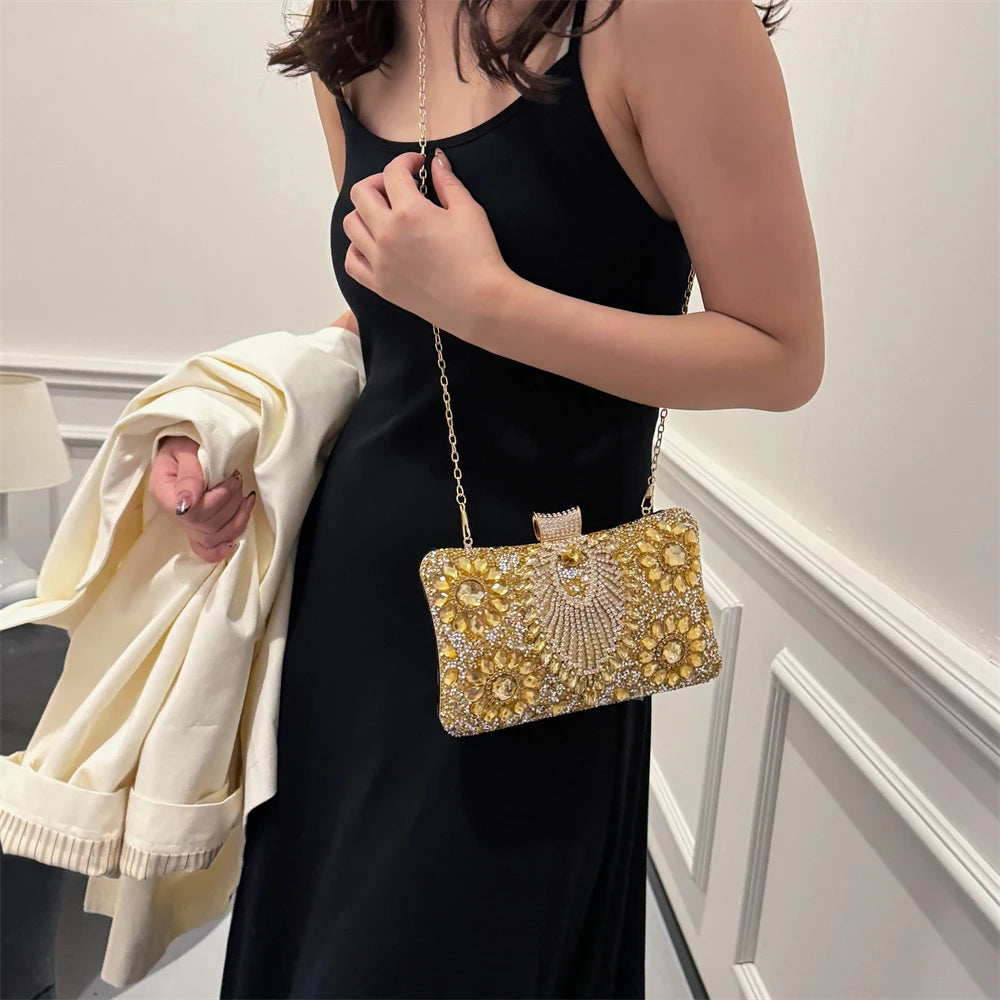 Luxury Sparking Rhinestone Evening Clutch Bags For Women Wedding Prom Dinner Party Gemstone Crossbody Bag 2024 Designer Handbags