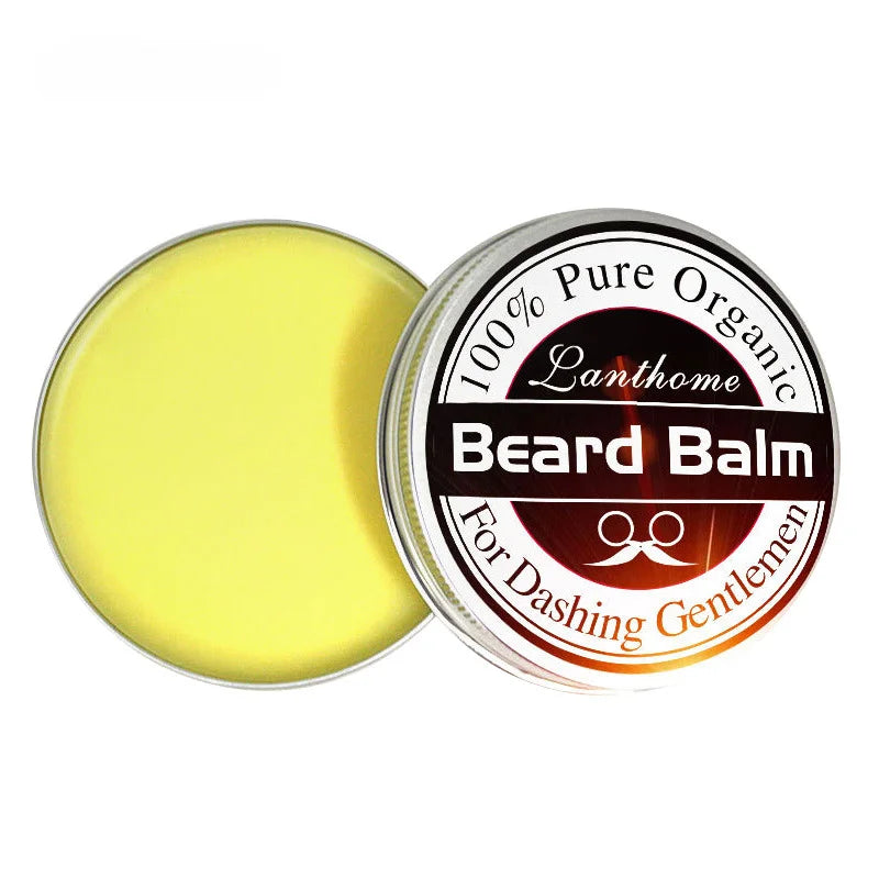 Men Natural Beard Oil Balm Moustache Wax for Styling Beeswax Moisturizing Smoothing Gentlemen Care Beard Styling Care