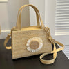 Rattan Woven Women Straw Bag Adjustable Shoulder Bag Handbag Knit Flower Summer Beach Woman Shoulder Messenger Khaki Beige Bags