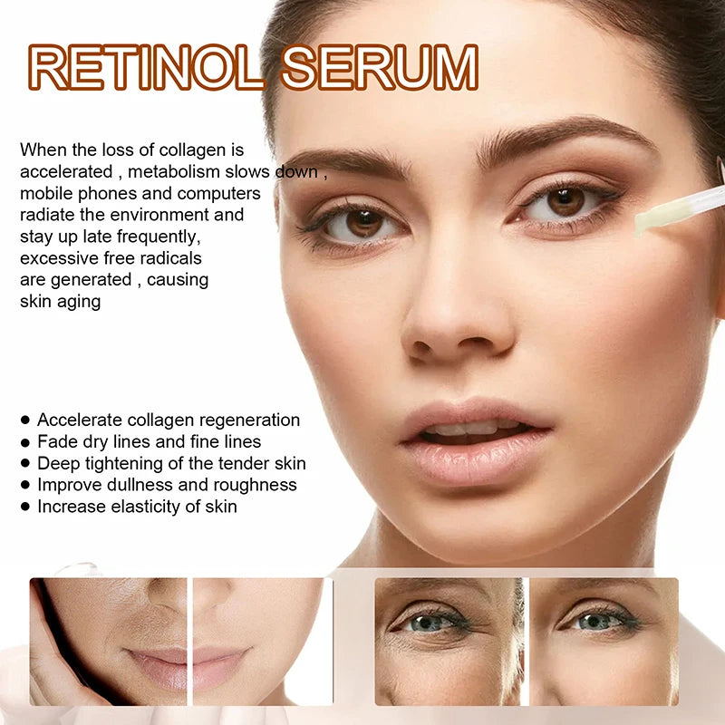 Retinol Anti Aging Removal Wrinkle Serum Firm Lift Fade Fine Lines Moisturizing Face Essence Skin Care Brighten Repair Cosmetic