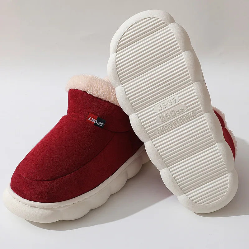 Bebealy New Fur Man Slippers For Women Winter Fluffy Plush Home Cotton Slippers Female Indoor Outdoor Fuzzy Cozy Cotton Shoes