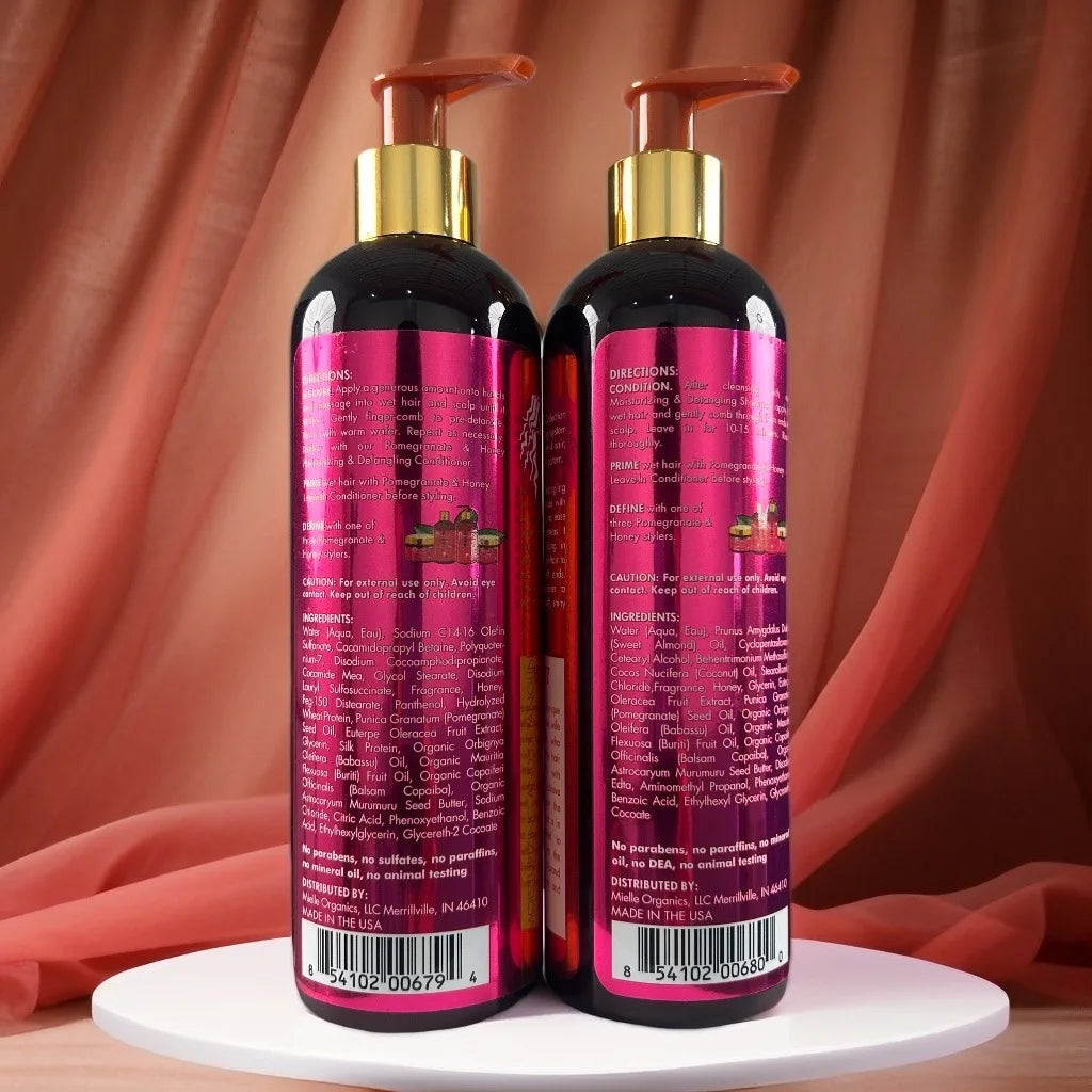 Pomegranate & Honey Detangling Mielle hair care Shampoo and Conditioner