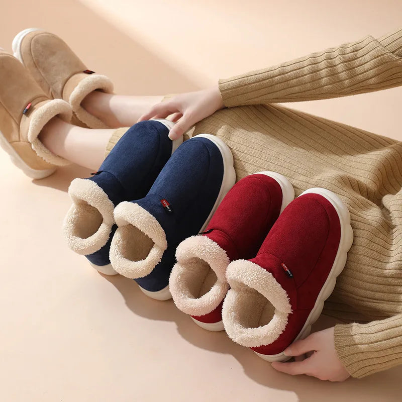 Bebealy New Fur Man Slippers For Women Winter Fluffy Plush Home Cotton Slippers Female Indoor Outdoor Fuzzy Cozy Cotton Shoes